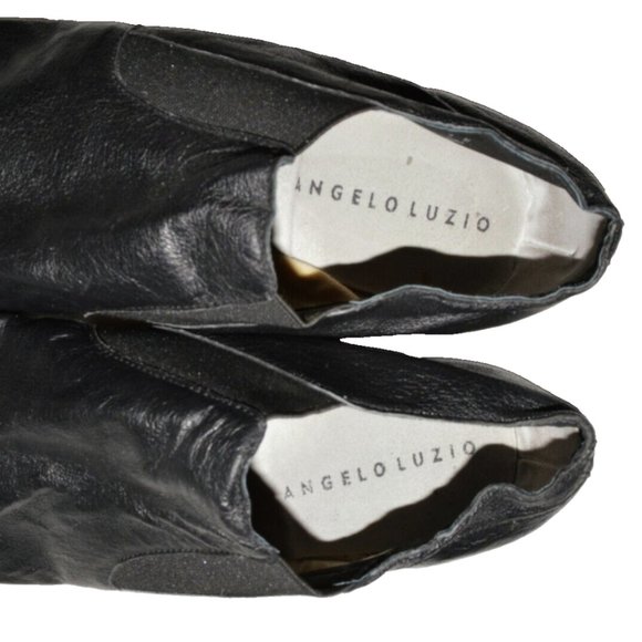 ANGELO LUZIO UNISEX M 7 W 9 BLACK LEATHER ELASTIC SPLIT SOLE JAZZ DANCE SHOES - Picture 4 of 6